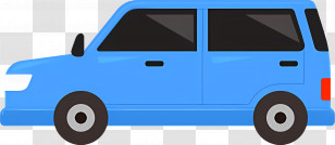 Cartoon Car - Stylized Illustration Of A Blue Car Transparent PNG