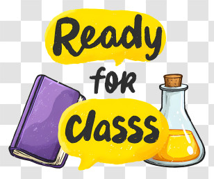 Ready For Class - Ready For Class With Book And Flask Transparent PNG