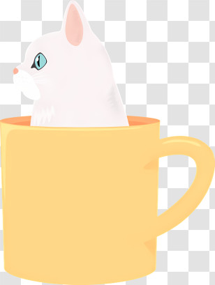 Icon - Illustration Of A Cat In A Yellow Cup Transparent PNG