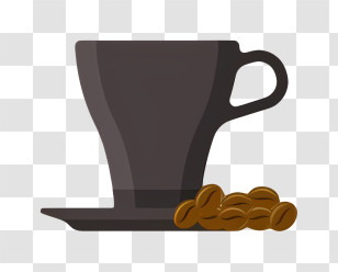 Coffee - Black Coffee Cup With Coffee Beans Transparent PNG