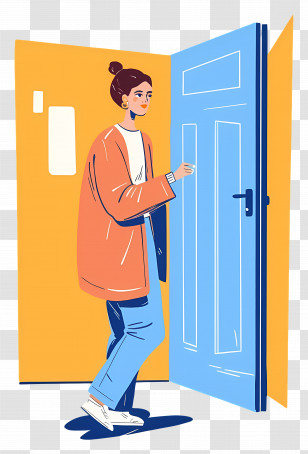 Woman Opening The Door - Woman Entering A Door Transparent PNG