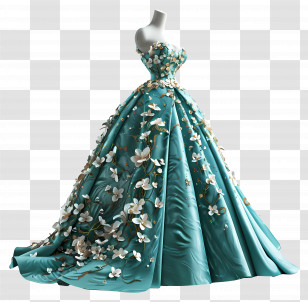 Chanel Wedding Dress - Elegant Blue Floral Dress Transparent PNG