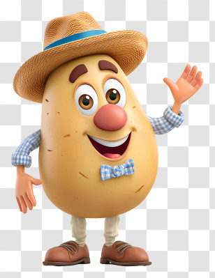 Potato Mascot - Smiling Potato Cartoon Character Transparent PNG
