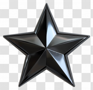 Black Star - Black Glossy 3D Star Transparent PNG