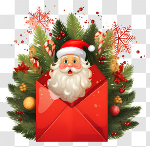 Red Envelope - Santa Claus In Christmas Greeting Envelope Transparent PNG