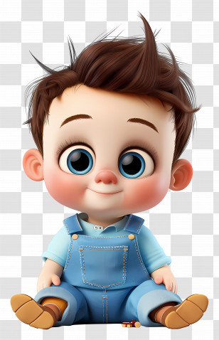 Baby Boy Cartoon - Cute Cartoon Baby Sitting With A Smile Transparent PNG