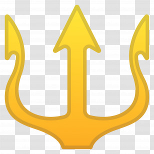 Trident Emblem Emoji - Golden Trident Transparent PNG