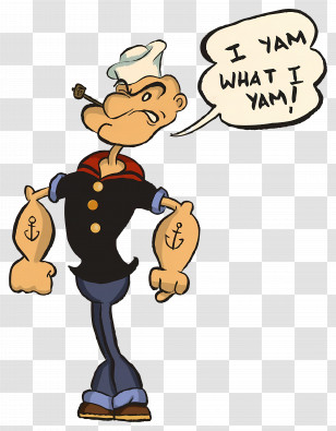 Popeye - Cartoon Sailor With Pipe Transparent PNG