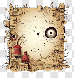 Doodle Style Old Paper - Cartoon Ancient Map Transparent PNG