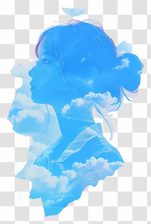 Abstract Girl - Girl Silhouette With Clouds Transparent PNG