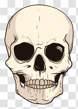 Scary Skull - Detailed Human Skull Illustration Transparent PNG
