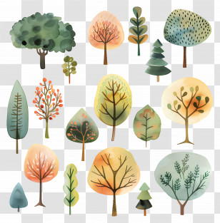 Tree - Colorful Watercolor Trees Illustration Transparent PNG
