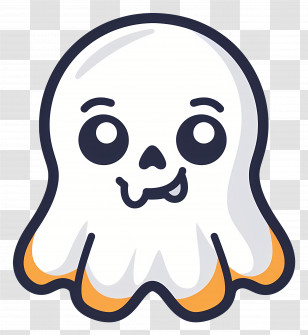 Cartoon Ghost - Ghost With Skull Face For Halloween Transparent PNG