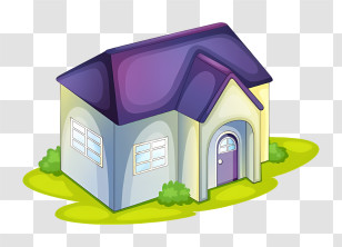 House - Cartoon House With Purple Roof Transparent PNG