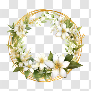 Jasmine Wreath - Floral Wreath With White Flowers Transparent PNG