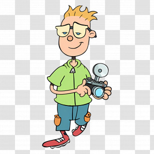 Cartoon Character - Boy With Camera Transparent PNG