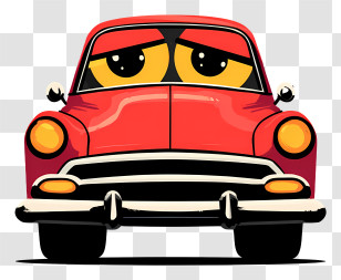 Car With Eyes - Cartoon Red Car With Eyes Transparent PNG