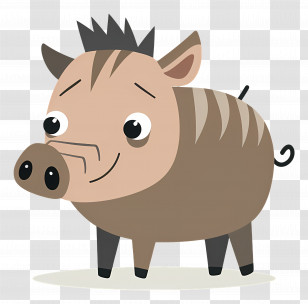 Cute Boar - Cartoon Warthog Illustration Transparent PNG