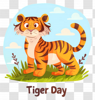 International Tiger Day - Cute Cartoon Tiger For Tiger Day Celebration Transparent PNG