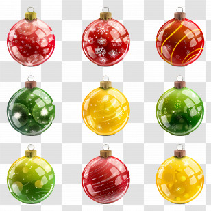 Glass Ball Ornaments - Vibrant Christmas Ornaments Collection Transparent PNG