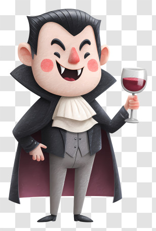 Cheerful Cartoon Vampire - Cheerful Cartoon Vampire With Wine Transparent PNG