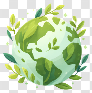 Leafy Planet Earth - Green Earth Eco Globe Transparent PNG
