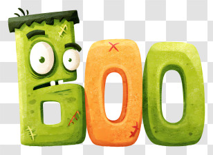 Halloween Lettering Boo - Green Boo Text With Monster Face Transparent PNG