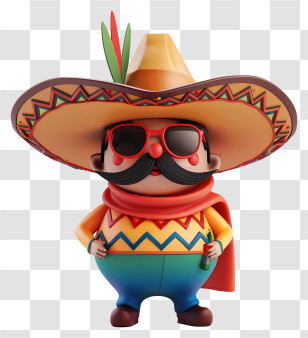 Cinco De Mayo - Colorful Cartoon Character With Sombrero Transparent PNG