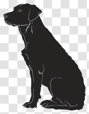 Dog Silhouette - Illustration Of Dog Silhouette In Sitting Position Transparent PNG