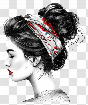 Hair Band - Stylish Girl With Headscarf Transparent PNG