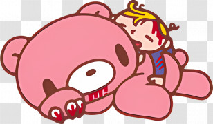 Gloomy Bear - Cute Pink Bear Sleeping With Child Transparent PNG