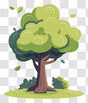 Tree - Cute Cartoon Tree With Green Leaves Transparent PNG