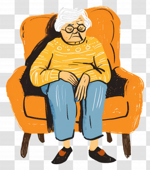 Tired Old Woman - Elderly Woman Resting In Chair Transparent PNG