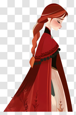 Frozen Anna Princess - Girl In Red Cloak Side View Transparent PNG