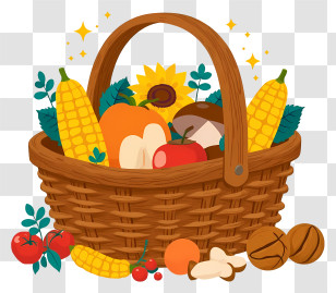 Harvest Basket Arrangement - Autumn Harvest Wicker Basket Illustration Transparent PNG