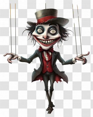 Creepy Puppet - Circus Puppet With Top Hat Transparent PNG