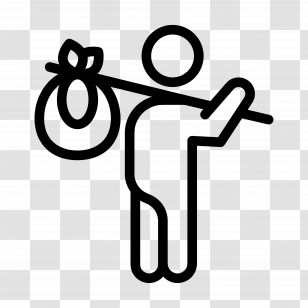 Refugees - Stick Figure Traveler With Bindle Transparent PNG