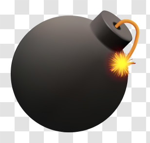 Timer Bomb - Black Bomb With Lit Fuse Transparent PNG
