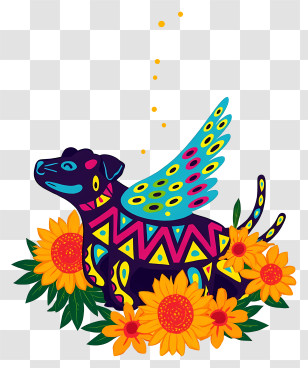 Mexican Dog - Colorful Winged Dog Transparent PNG