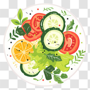 Salad Vegetables - Healthy Fresh Vegetable Salad Illustration Transparent PNG