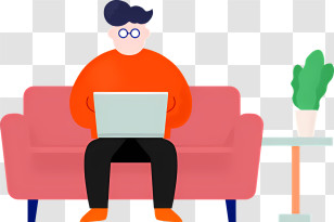 Icon - Man Sitting On Couch Working On Laptop Transparent PNG