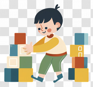 Child Playing Blocks - Child Playing With Colorful Blocks Transparent PNG