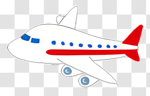 Airplane - Cartoon Airplane With Red And White Design Transparent PNG
