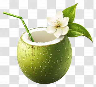 Coconut Water - Refreshing Coconut Drink With Flower Transparent PNG