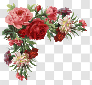 Flower Bouquet - Corner Flower Bouquet With Roses Transparent PNG