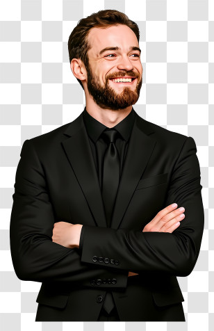 Businessman Looking Up - Smiling Executive In Black Suit Transparent PNG