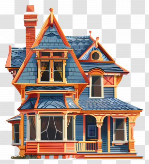 Victorian House - Classic Victorian House Illustration Transparent PNG