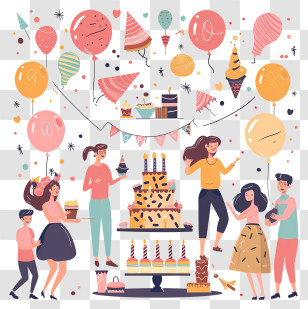 Birthday Party - Joyful Birthday Party Celebration Scene Transparent PNG