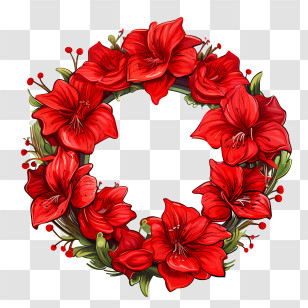 Amaryllis Flower - Red Flower Wreath Transparent PNG