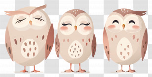 Cute Owls - Pink Cartoon Owls Illustration Transparent PNG